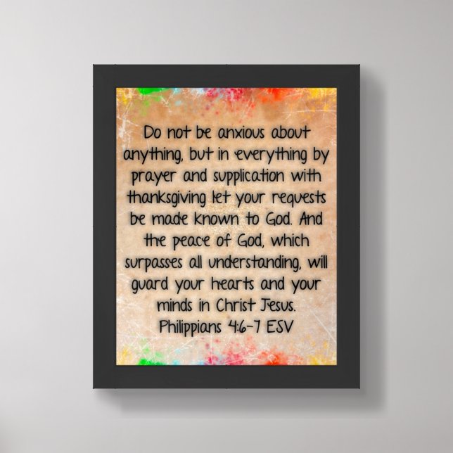Philippians 4:6-7  Christian Bible Verse Image Framed Art (Framed Front)