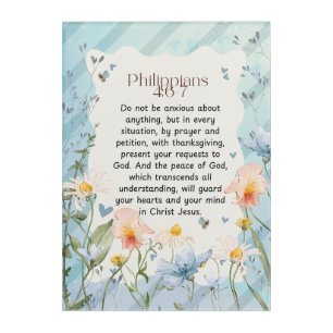 Philippians 4:6-7 Christian Bible Verse Watercolor Acrylic Print