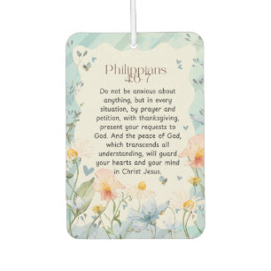 Philippians 4:6-7 Christian Bible Verse Watercolor Air Freshener