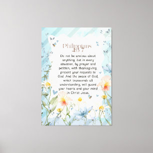 Philippians 4:6-7 Christian Bible Verse Watercolor Canvas Print