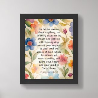 Philippians 4:6-7 Christian Bible Verse Watercolor