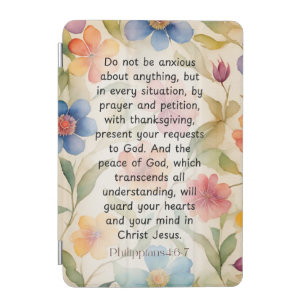 Philippians 4:6-7 Christian Bible Verse Watercolor iPad Mini Cover