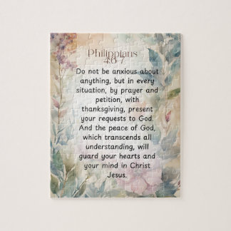Philippians 4:6-7 Christian Bible Verse Watercolor Jigsaw Puzzle