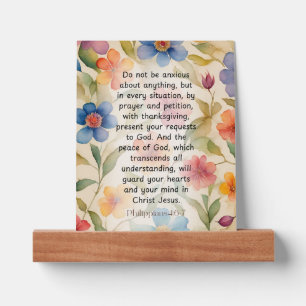 Philippians 4:6-7 Christian Bible Verse Watercolor Picture Ledge