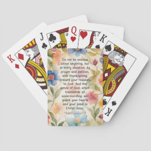 Philippians 4:6-7 Christian Bible Verse Watercolor Poker Cards