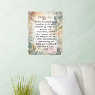 Philippians 4:6-7 Christian Bible Verse Watercolor Wall Decal