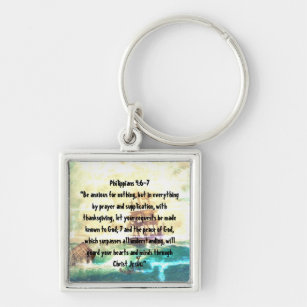Philippians 4:6-7- God will give you peace  Keychain