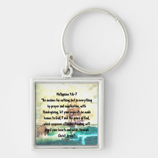 Philippians 4:6-7- God will give you peace  Keychain (Front)