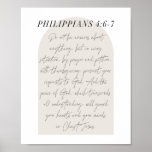 Philippians 4:6-7 Minimal Boho Beige Arch Script Poster at Zazzle