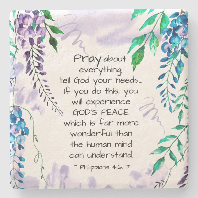 Philippians 4:6-7 Pray about Everything Stone Coaster (Front)