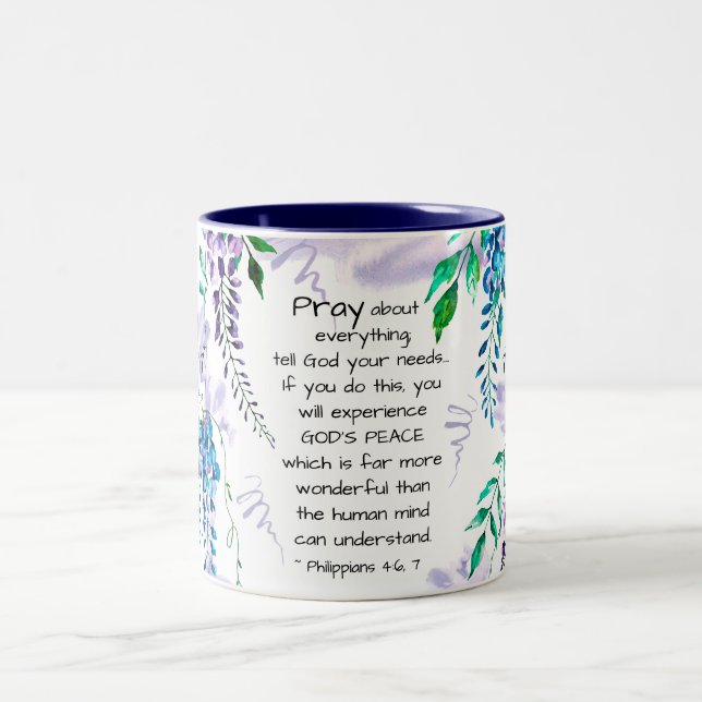 Philippians 4:6-7 Pray about Everything Two-Tone Coffee Mug (Center)