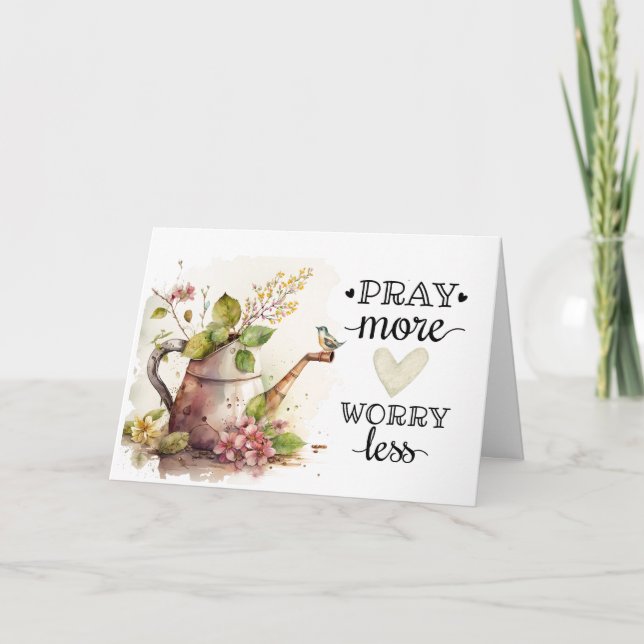 Philippians 4:6-7 Pray More Worry Less Bible Verse Card (Front)