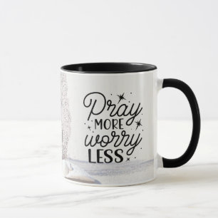 Philippians 4:6-7 Pray More Worry Less Sandy Beach Mug