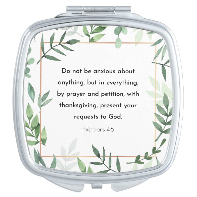 Philippians 4:6, Bible Verse, Compact Mirror (Front)