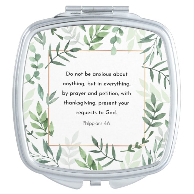 Philippians 4:6, Bible Verse, Compact Mirror (Front)