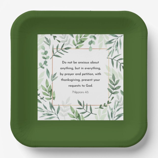 Philippians 4:6, Bible Verse, Paper Plates (Front)
