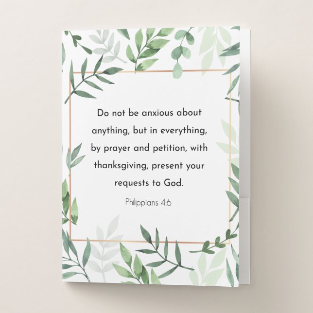 Philippians 4:6, Bible Verse,  Pocket Folder (Front)