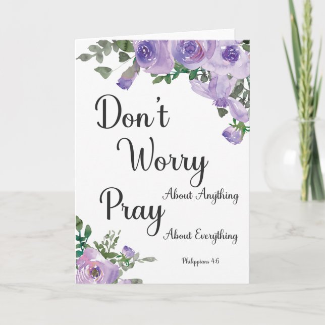Philippians 4:6 Bible Verse Purple Watercolor Card (Front)