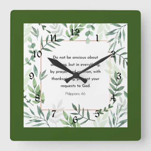 Philippians 46 Bible Verse Square Wall Clock