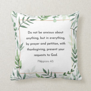 Philippians 4:6, Bible Verse, Throw Pillow