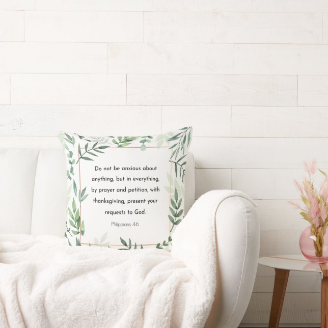 Philippians 4:6, Bible Verse, Throw Pillow (Couch)