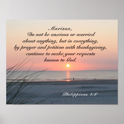 Philippians 46 Do not be anxious or worried Bible Poster