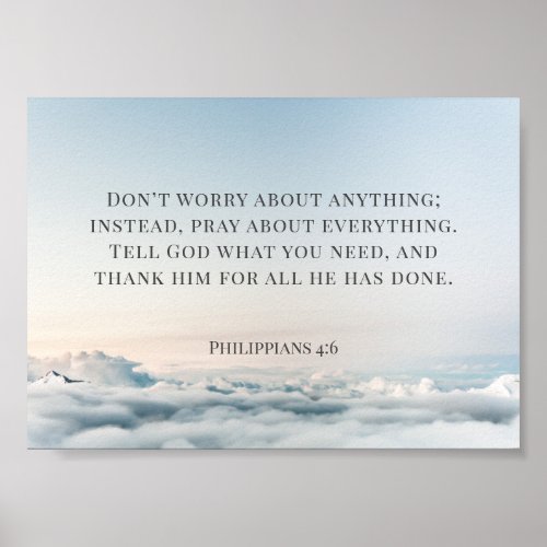Philippians 46 Dont Worry About Anything Poster