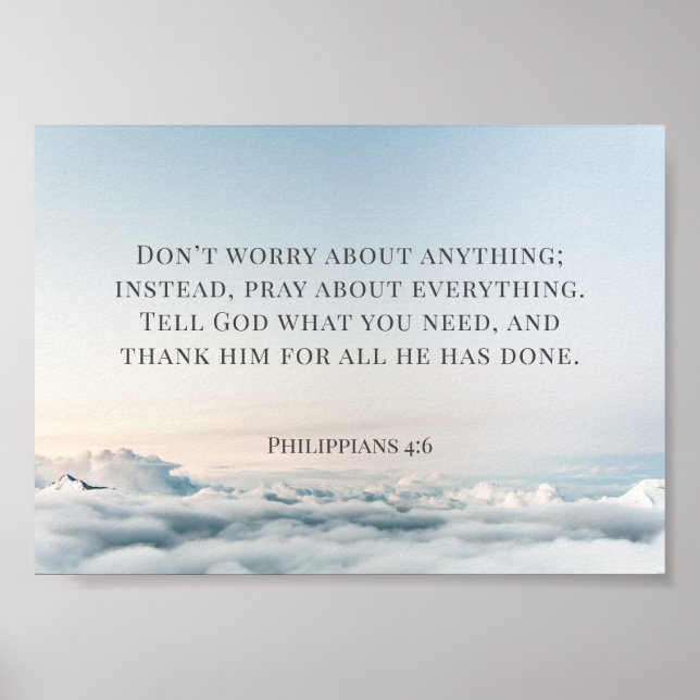 Philippians 4:6, Don't Worry About Anything Poster (Front)