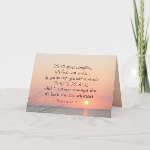 Philippians 46 Pray About Everything Ocean Sunset Card