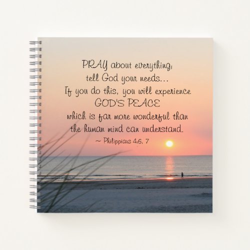 Philippians 46 Pray About Everything Ocean Sunset Notebook