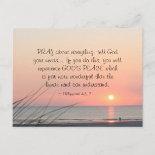 Philippians 4:6 Pray About Everything Ocean Sunset Postcard