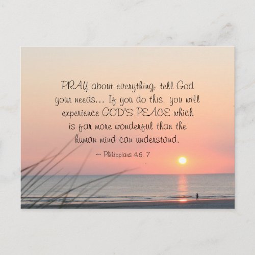 Philippians 46 Pray About Everything Ocean Sunset Postcard