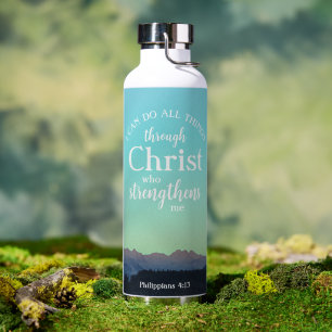 Philippians 4:7 Personalized Modern Mountain Water Bottle