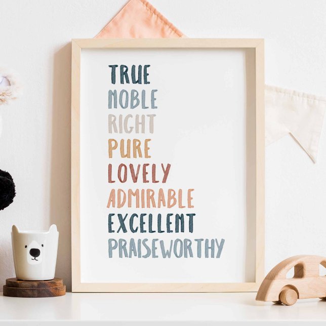 Philippians 4:8 boho color nursery poster (Creator Uploaded)