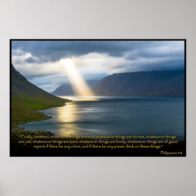 Philippians 4:8 Christian Bible Verse Poster (Front)