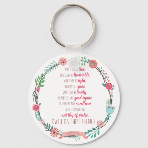 Philippians 4 8 keychain