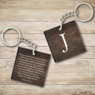 Philippians 4:8 King James Bible Inspirational Keychain