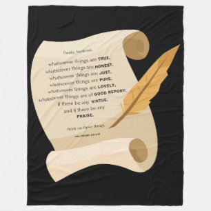 Philippians 4:8 KJV Bible Quote Scroll Fleece Blanket