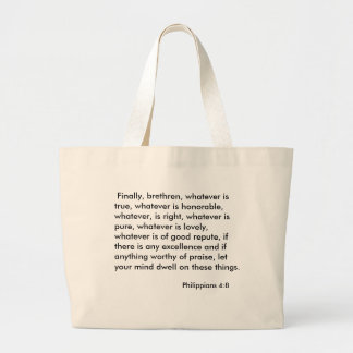 Philippians 4:8 large tote bag