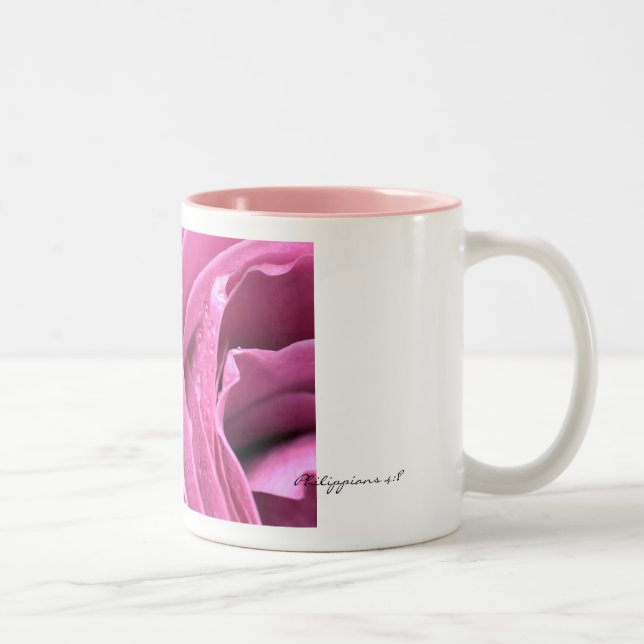 Philippians 4:8 Pink Rose Mug (Right)