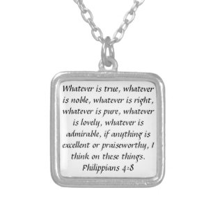 Philippians 4:8 praiseworthy bible verse necklace