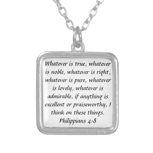 Philippians 4:8 praiseworthy bible verse necklace (Front)