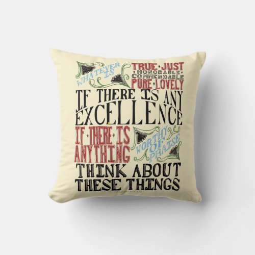 Philippians 48 Throw Pillow _ Beige