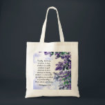 Philippians 4:8 Whatever is Admirable Bible Verse Tote Bag<br><div class="desc">Inspirational quote tote bag depicts beautiful purple lilacs and features Bible Verse Philippians 4:8,  "Finally,  brethren,  whatever is true,  whatever is noble,  whatever is right,  whatever is pure,  whatever is lovely,  whatever is admirable—if anything is excellent or praiseworthy—think about such things."_</div>