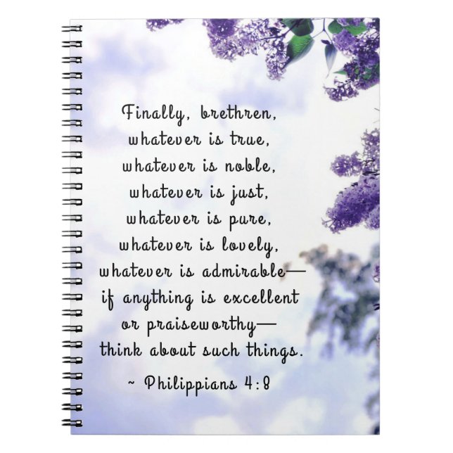 Philippians 4:8 Whatever is True Bible Verse Notebook (Front)