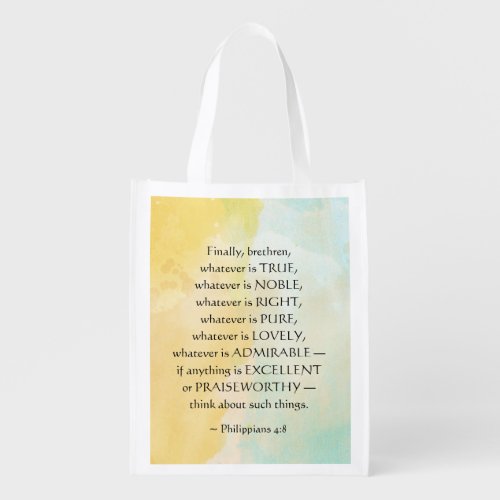 Philippians 48 Whatever is True Grocery Bag