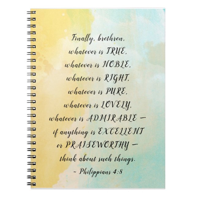 Philippians 4:8 Whatever is True, Notebook (Front)