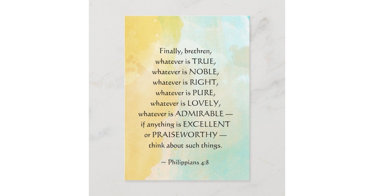 Whatever Is True #renewyourmind Postcard Philippians 4:8 4x6in