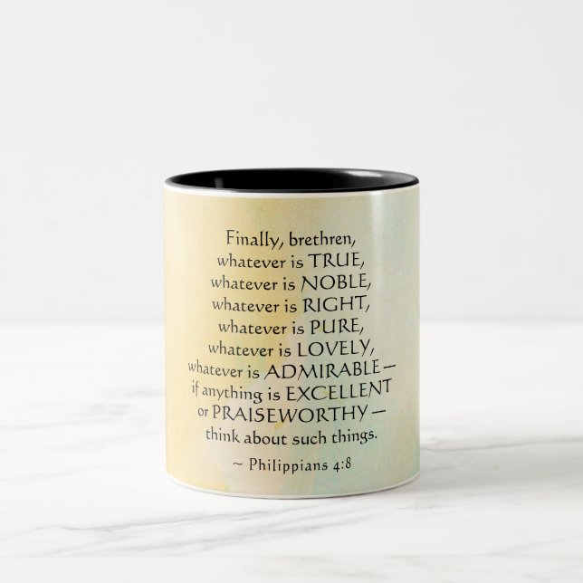 Philippians 4:8 Whatever is True, Two-Tone Coffee Mug (Center)