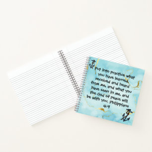 Philippians 4:9 Bible Verse Minimalist Design Notebook